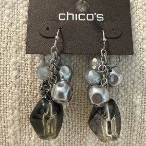 0122-Chico's Silver and Gray Dangle Earrings